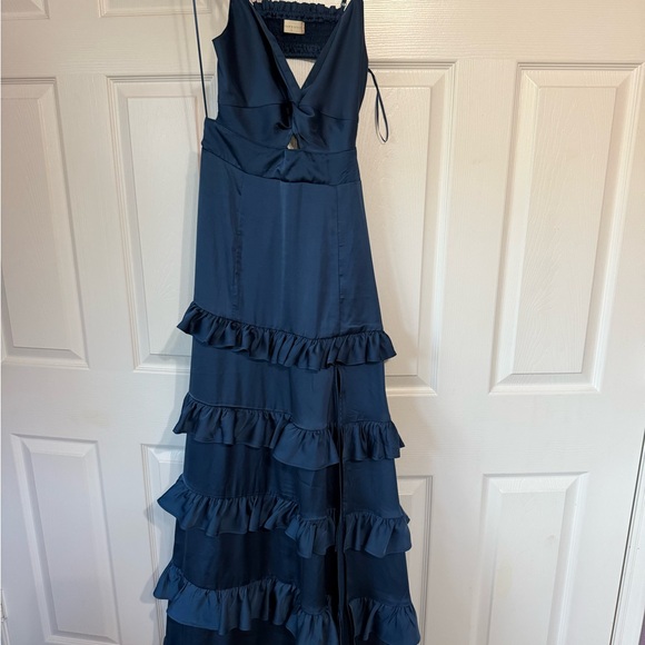 Altar'd State Navy Ruffle Maxi Dress - Picture 1 of 3